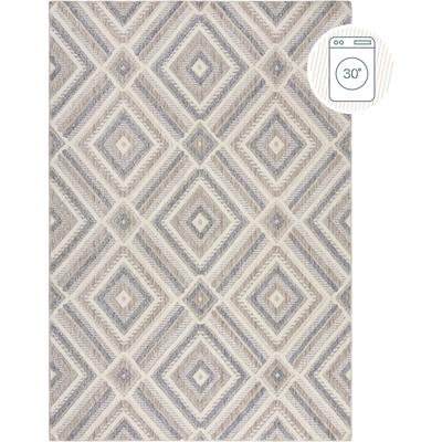 Teppich FLAIR RUGS "Beckett", beige (natur), B:200cm H:4mm L:290cm, Wolle, Teppiche, Waschbarer Geometrischer Teppich, Wohnzimmer, Schlafzimmer, Esszimmer Image