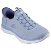 Slip-On Sneaker SKECHERS "SUMMITS", Damen, Gr. 40, blau (graublau), Textil, sportlich, Schuhe, Freizeitschuh mit Slip-ins