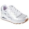 Sneaker SKECHERS "UNO GEN1", Kinder, Gr. 39, silber (weiß, silberfarben), Lederimitat, glänzend, sportlich, Schuhe, Schnürschuh mit Memory Foam, Größenschablone zum Download