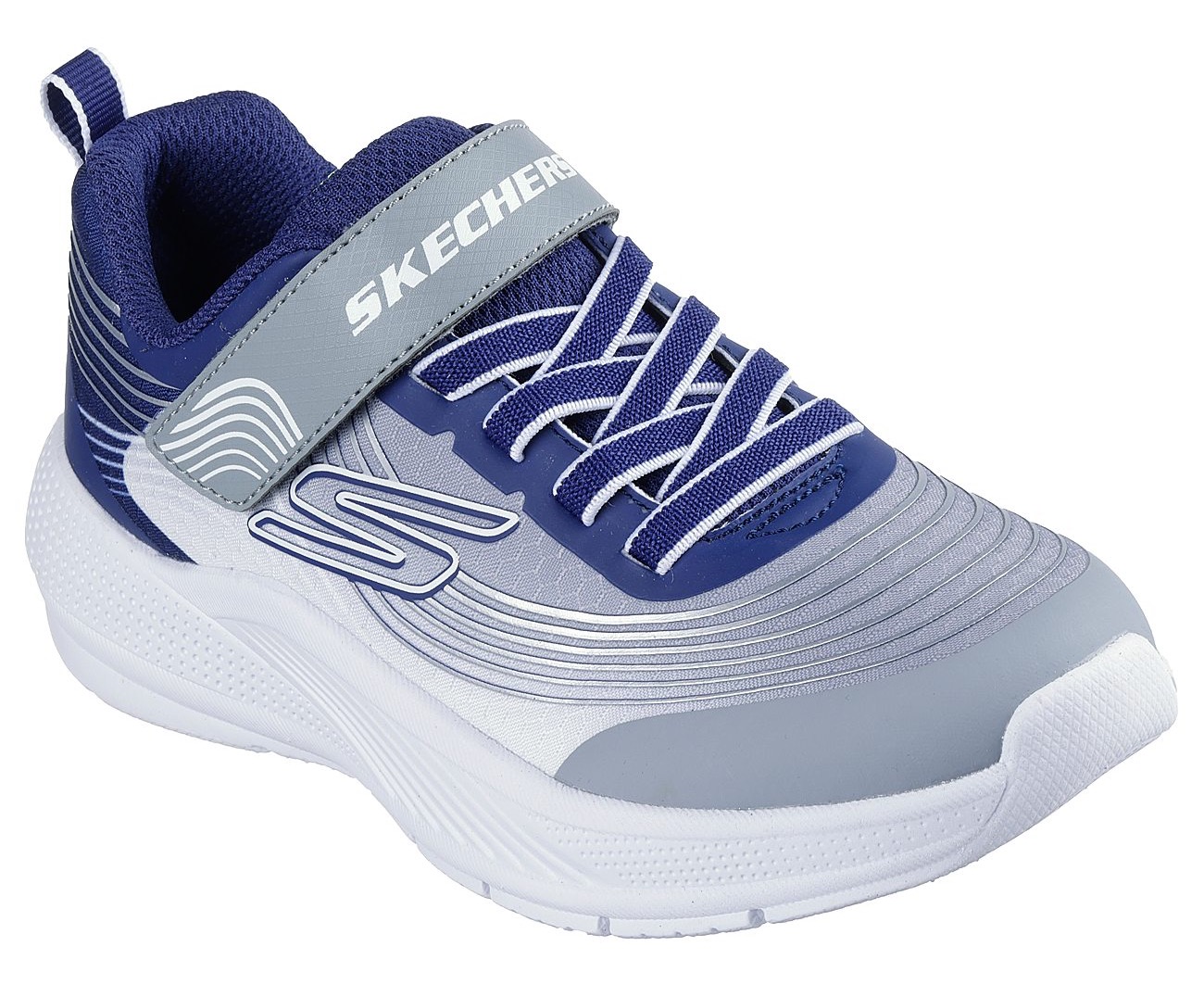 Sneaker SKECHERS "MICROSPEC ADVANCE", Kinder, Gr. 34, blau (navy, grau), Lederimitat, Textil, Schuhe Image