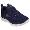 Slip-On Sneaker SKECHERS "SUMMITS", Herren, Gr. 40, blau (navy, orange), Textil, sportlich, Schuhe, Freizeitschuh, Slipper, Komfortschuh mit Gummizug zum Schlupfen