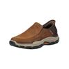 Slipper SKECHERS "Skechers Slipper Leder", Herren, Gr. 42, braun, Leder, casual, Schuhe