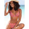 Triangel-Bikini LASCANA, Damen, Gr. 34, Cup C/D, orange (orange gestreift), Polyamid, gestreift, strukturiert, Glanzfaden, Bikini-Sets, mit goldfarbenen Glitzerstreifen