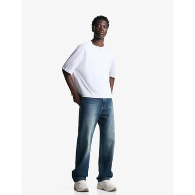 Bershka Relaxed-Fit Straight-Leg Jeans Men 26 Green