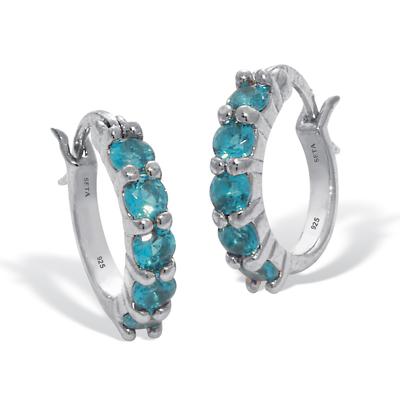 Women's Birthstone Sterling Silver Huggie Hoop Earrings by PalmBeach Jewelry in December (Size OS)