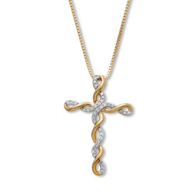Women's .20 TCW Diamond 18K Gold-Plated Sterling Silver Pendant and Chain 18 Inches by PalmBeach Jewelry in White (Size ONE SIZE)
