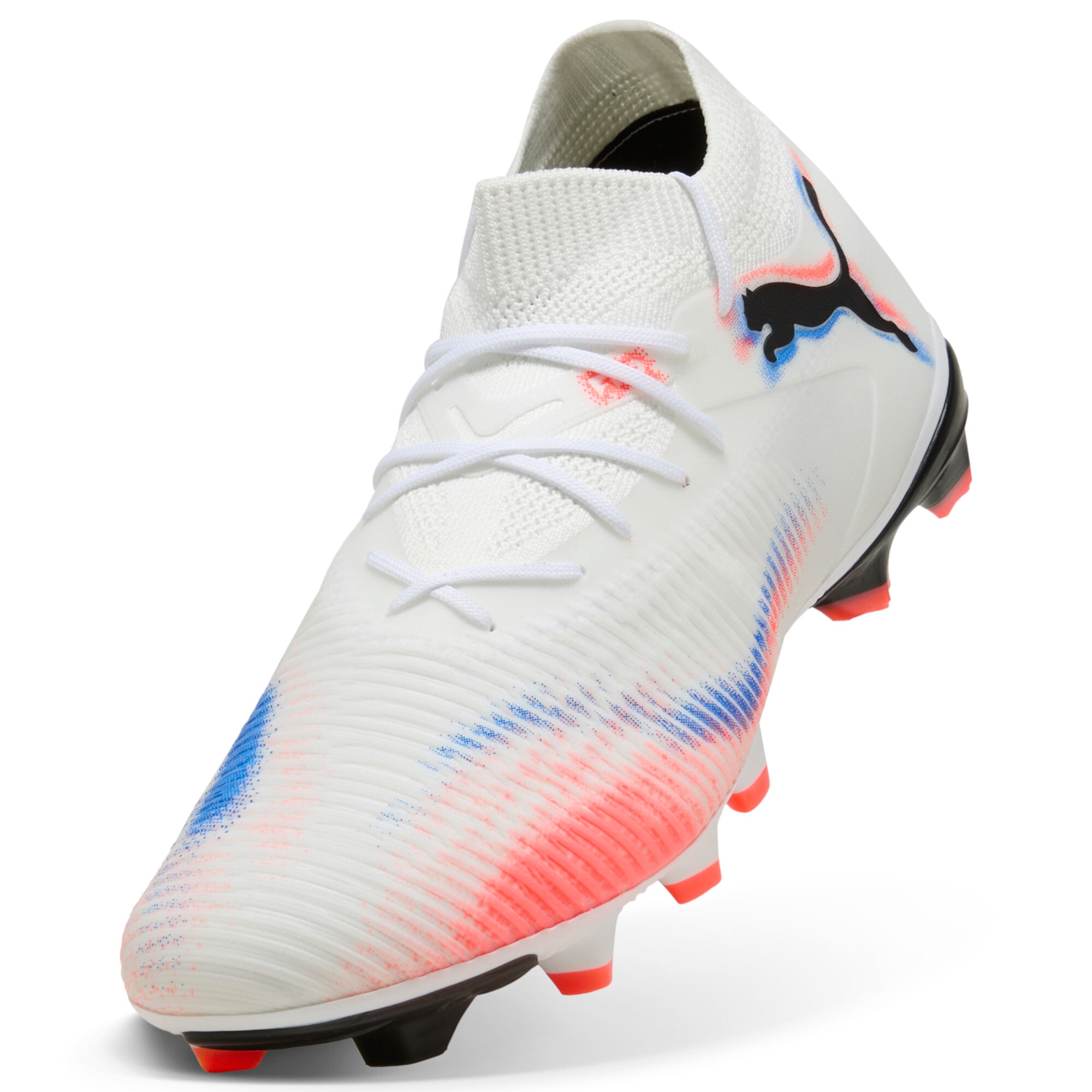 Fußballschuh PUMA "FUTURE 8 MATCH FG/AG", Gr. 46, weiß (puma weiß, puma schwarz, glowing rot), Synthetik, Schuhe, für Rasenplätze