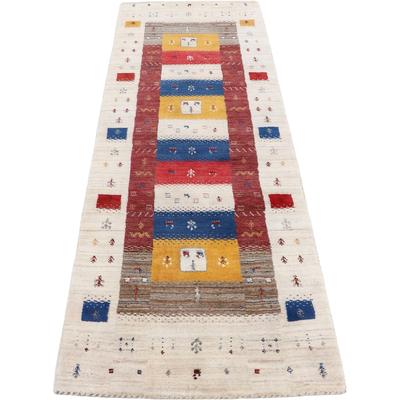 Wollteppich CARPETFINE "Gabbeh Sofia, auch als Läufer", bunt (multi), B:80cm H:15mm L:300cm, Wolle, Teppiche, reine Wolle, handgearbeitet, weicher natürlicher Flor, Wohnzimmer Image