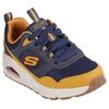 Sneaker SKECHERS "UNO - RETRO GROOVE", Kinder, Gr. 40, blau (navy, gelb), Lederimitat, casual, Schuhe, Freizeitschuh mit Memory Foam, Größenschablone zum Download