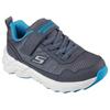 Sneaker SKECHERS "SKECHERS ELITE SPORT TREAD", Kinder, Gr. 35, grau (grau, blau), Lederimitat, sportlich, Schuhe, Trekkingschuh mit waterproof, Größenschablone zum Download