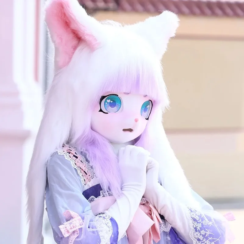 Fursuit Kopf Kigurumi Kig Pelzige Maske Cosplay Kostüm Pfote Schwanz Comiket Pelzigen Headbase Kaninchen Puppe Tier Cosplay Kostüm Kind Geschenk Image