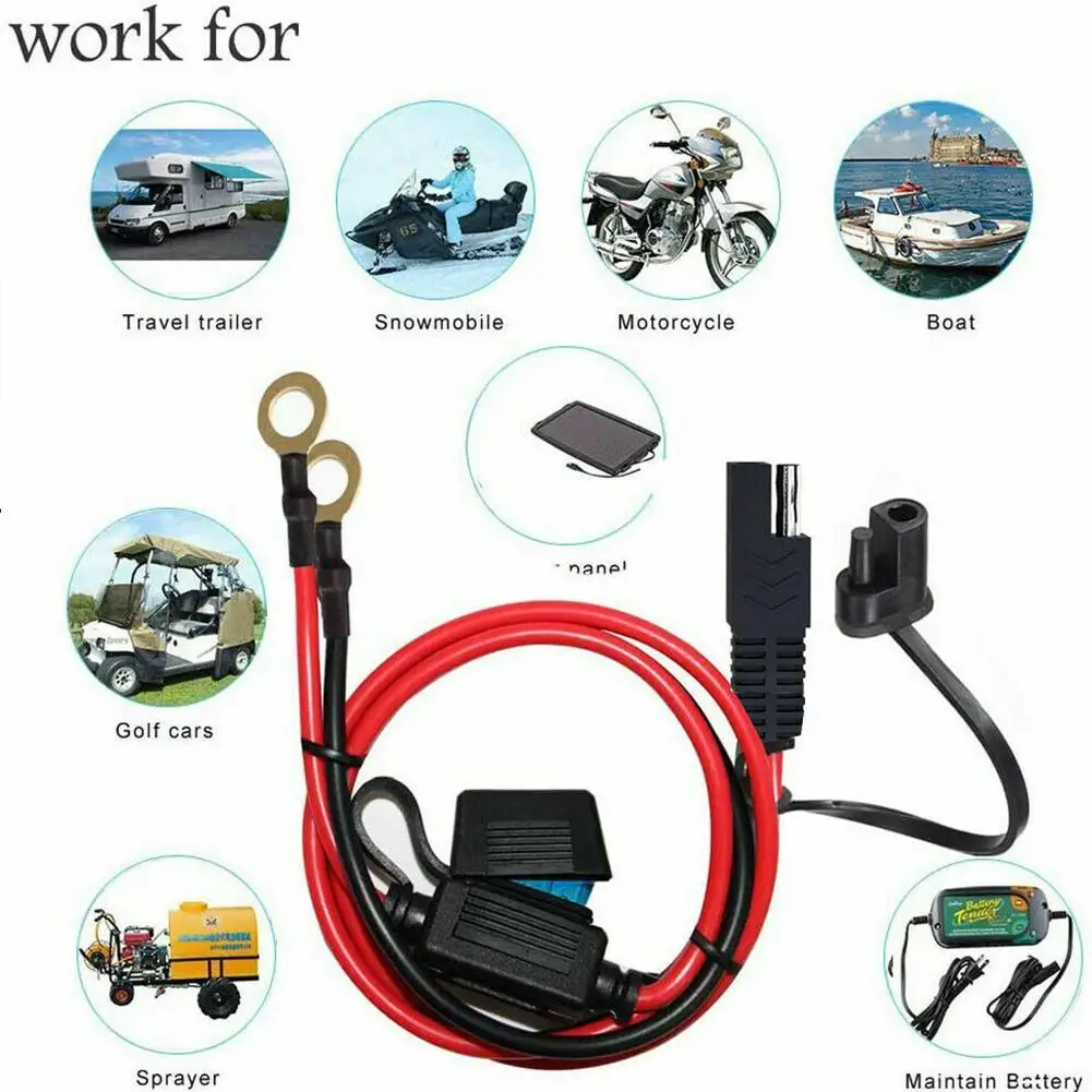 USB-Ladegerät Steckdose Kabel 60cm Zigaretten anzünder Kabelbaum Anschluss kabel mit 10a Sicherung für Auto Marine Motorrad ATV RV Überholung Image