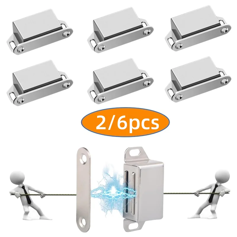 2/6 Stück magnetische, starke magnetische Türhaken, verwendet für Schrank, Kleiderschrank, Schuhschranktüren, Türschließ-Hardware-Zubehör