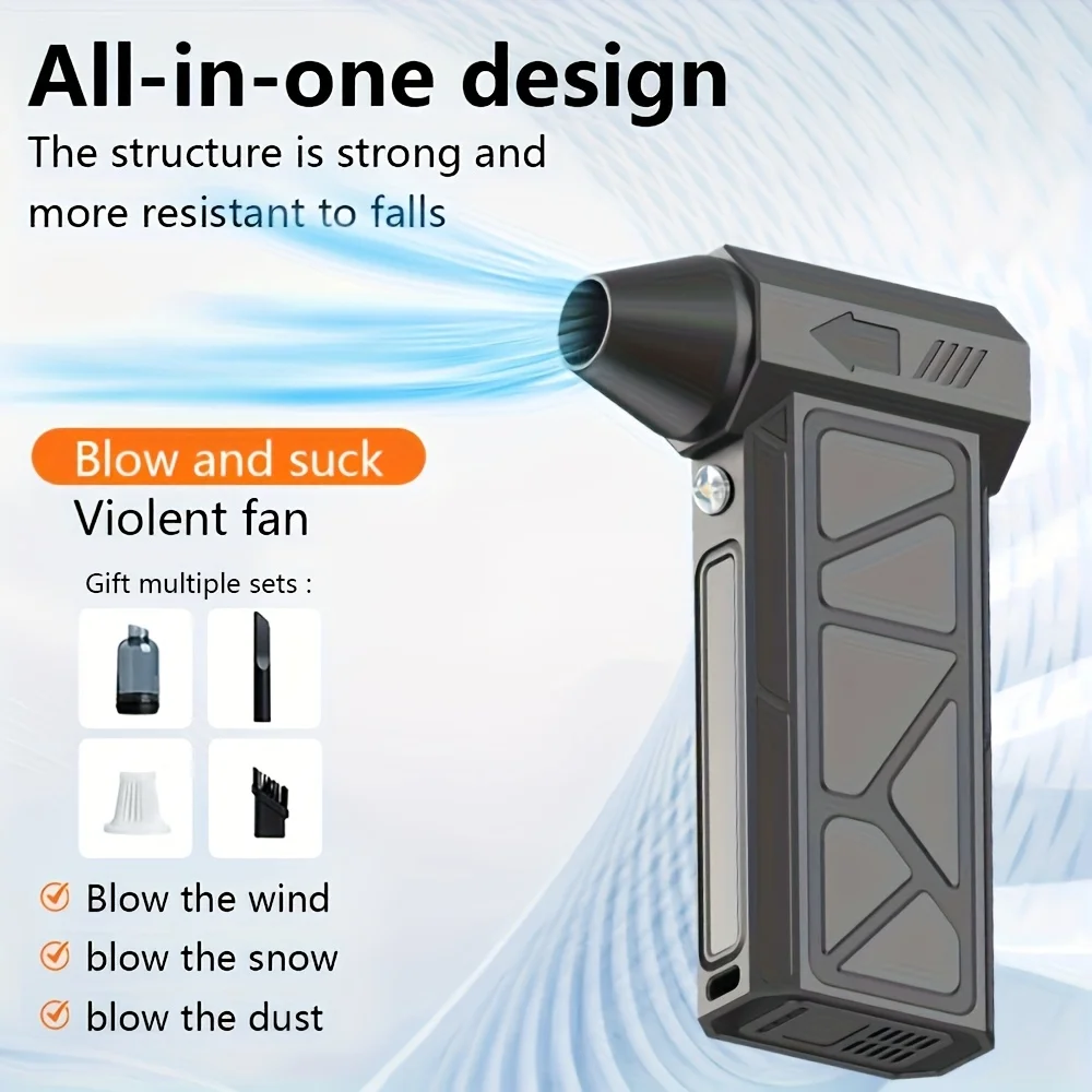 Hochgeschwindigkeits-Turbinen-Handventilator zum Blasen und Saugen, integrierter Staubsauger, tragbare Mini-gewalttätige Ventilatoren mit USB-Aufladung Image