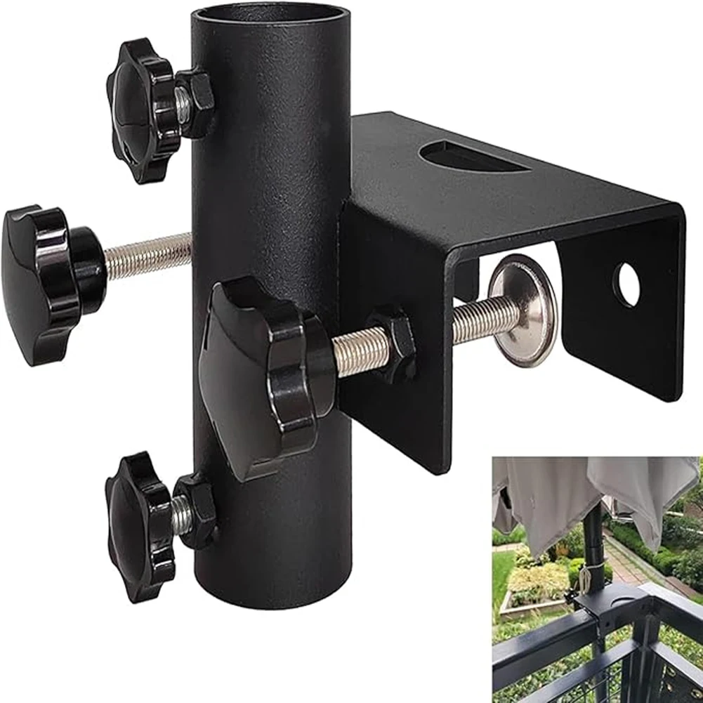 Balkon Regenschirm Halter Clamp Garten Zaun Sonnenschirm Terrassendielen Halte Halterung Ständer Für Outdoor Park Hof Zaun Garten Image
