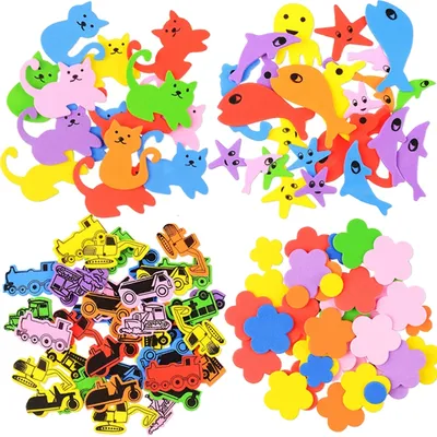 3D Self-Adhesive EVA Foam Stickers Craft Star Heart Car Fish Dog Cat Flower Numbers Shapes Sponge Patches for DIY Handmade JXB Image