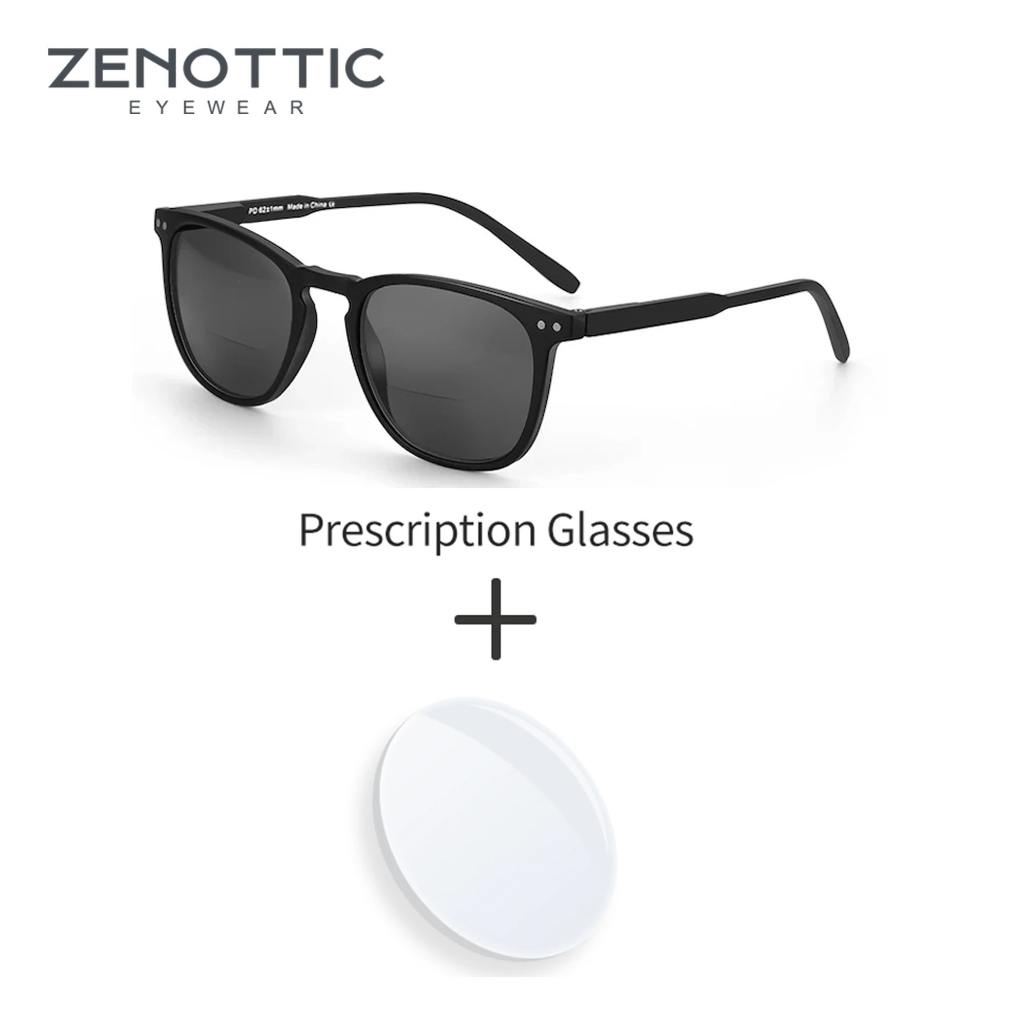 ZENOTTIC Klassische quadratische verschreibungspflichtige Sonnenbrille, Retro-Progressive Sonnenbrille für Männer und Frauen, UV400-Schutzbrille Image