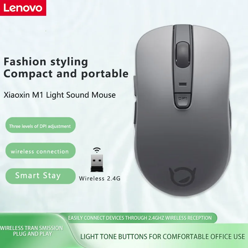 Maus Lenovo Xiaoxin M1 Rock Grey Silent Wireless Mouse Kabellose Maus Büromaus Image