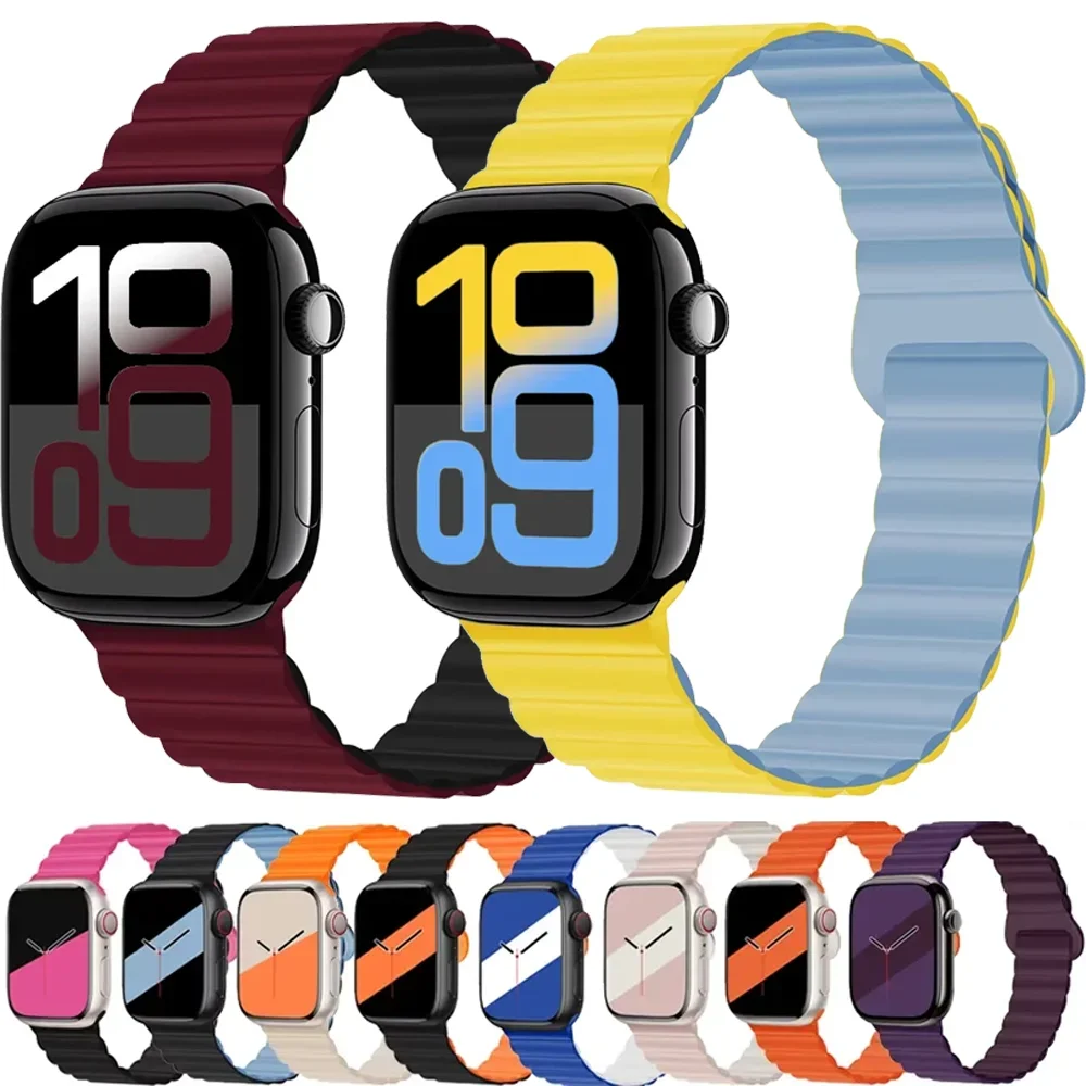 Silikon-Magnetarmband für Apple Watch Ultra 2 49 mm 10 46 mm 42 mm Armband iWatch 9 8 7 6 5 4 SE 45 mm 44 mm 41 mm 40 mm Correa-Band Image