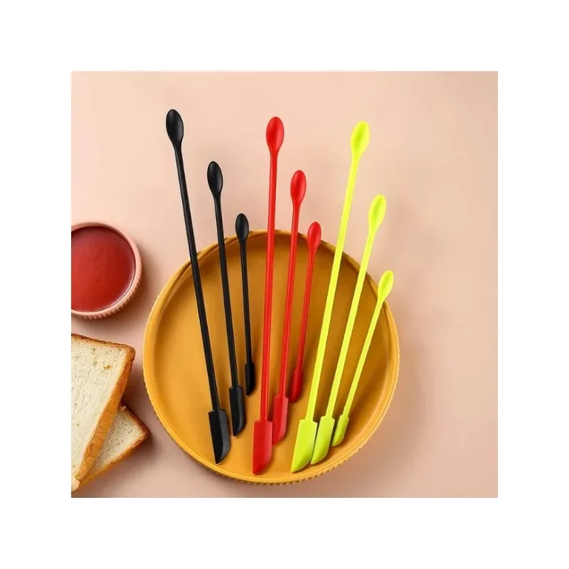 Mini-Silikonspatel, multifunktional, kleiner Küchenschaber, Lotionsrührer, winziger Make-up-Spatel, wiederverwendbar, für Kosmetikflaschen Image