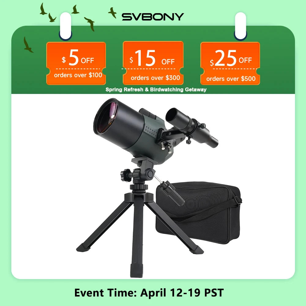 Svbony SV41Pro 28–84 x 80 mm Mini-Mak-Spektiv, kompaktes Teleskop für Vogelbeobachtung, sowohl für den terrestrischen als auch astronomischen Gebrauch Image