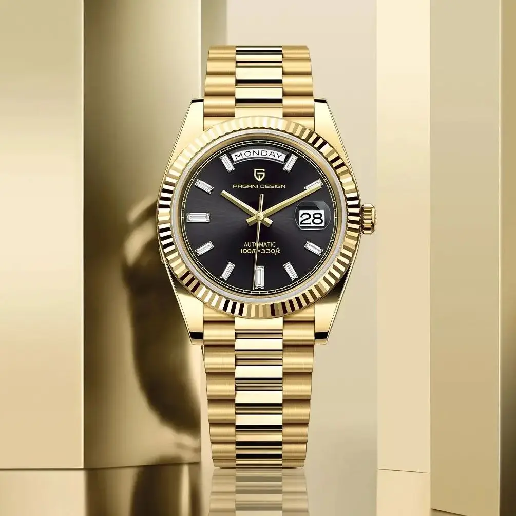 PAGANI DESIGN 2026 Neue Datums- und Wochenanzeige Herrenuhren Luxuriöse Goldene Automatikuhr Wasserdichte Japan NH36A Mechanische Armbanduhr für Männer Image