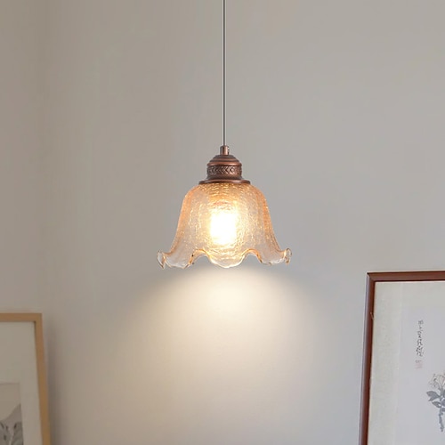 Lampada a sospensione classica vintage, materiale in metallo e vetro, altezza 20 cm, luce bianca calda/bianca, E26 E27, catena regolabile