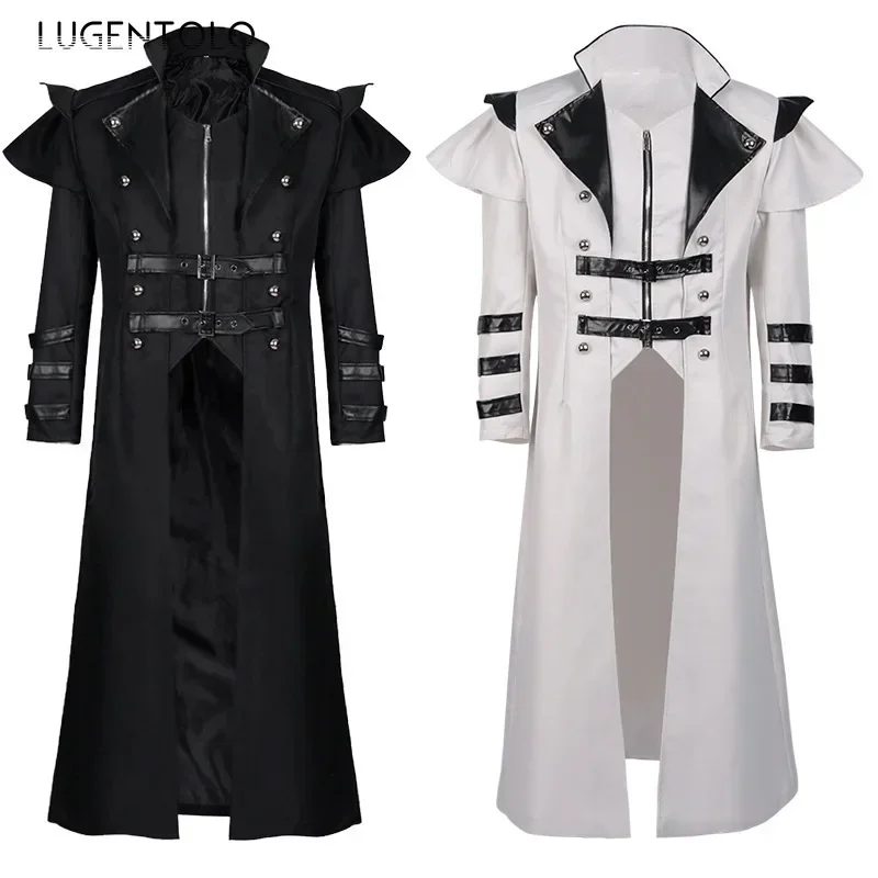 Männer Mittelalterlichen Gothic Graben Lange Mäntel Gericht Kostüm Retro Casual Frauen Taste Zipper Lose Party Blutsauger Kleidung Image