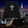 Y2k Langarm-T-Shirt-Set mit Nieten verziert, Kreuzmuster, Rock-Gothic, einzigartiges Langarm-T-Shirt-Set, Streetwear, Punk, einfach und vielseitig K