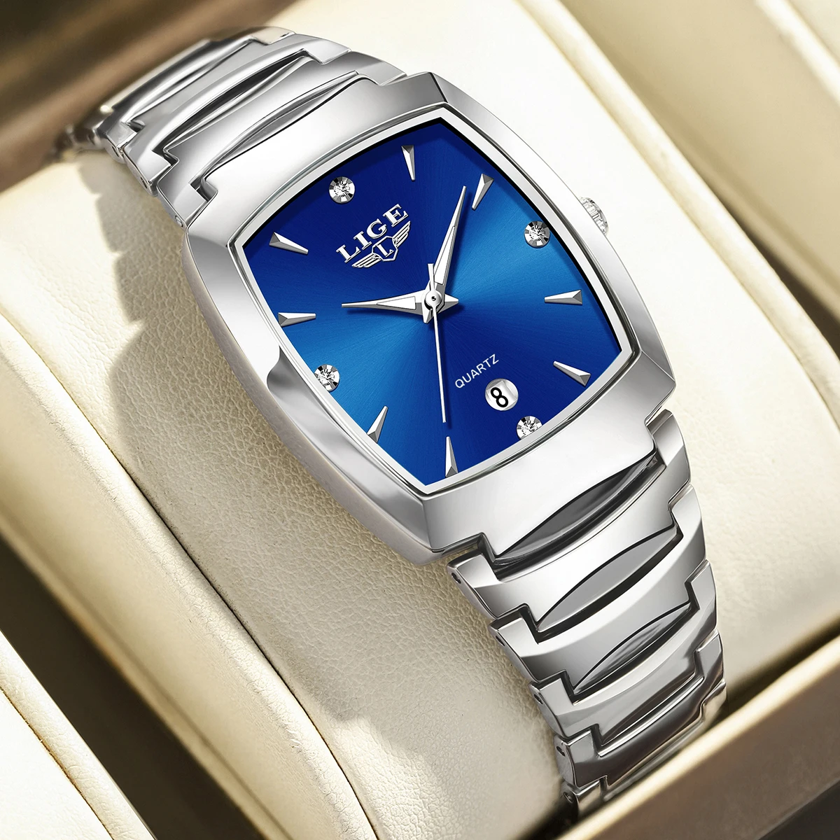 LIGE Einfache Elegante frauen Armband Uhr Kreative Platz Stahl Quarz uhren Für Frauen Outdoor Sport Wasserdichte Uhr Femme Image