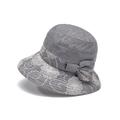Cappello da pescatore da donna con ricamo floreale e fiocco – cappello da sole leggero in cotone per donna, elegante e casual, perfetto per l'estate e la spiaggia
