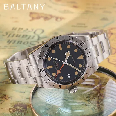 Baltany Retro GMT Watch Man S6073 Waterproof Luxury Mechanical Wristwatches Stainless Steel Bracelect NH34 Automatic Sport Watch