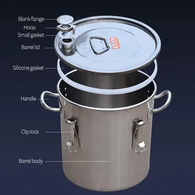 Stainless Steel Fermentation Barrel, Single or Double Bottom Sealed Barrel, Home Brewing, Rice Flour, Storage, New, 201,304