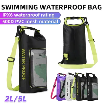 2L/5L PVC Swimming Waterproof Bag,Mobile Phone Waterproof Dry Bag for Trekking Drifting Rafting Surfing Boating Storage Bag