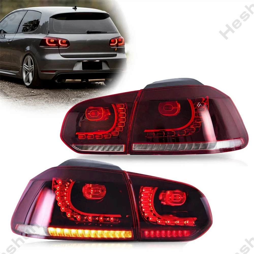 Coppia fanali posteriori a LED completi per VW Golf 6 MK6 GTI R 2008 2009 2010 2011 2012 Fanale posteriore Lampada posteriore Freno Nebbia Indicatori di direzione DRL Luce
