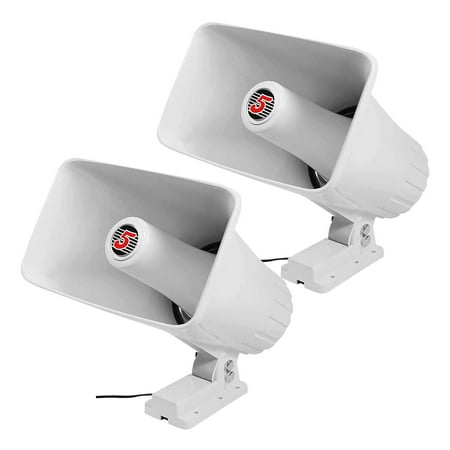 Pair of 65W 8 Outdoor PA Horn Speakers - Heavy-Duty Weather-Resistant Loudspeaker System with Swivel Brackets