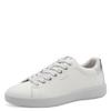 Plateausneaker TAMARIS, Damen, Gr. 42, silber (weiß, silberfarben), Lederimitat, unifarben mit Farbeinsatz, sportlich, Schuhe, Freizeitschuh, Halbschuh, Schnürer in veganer Verarbeitung