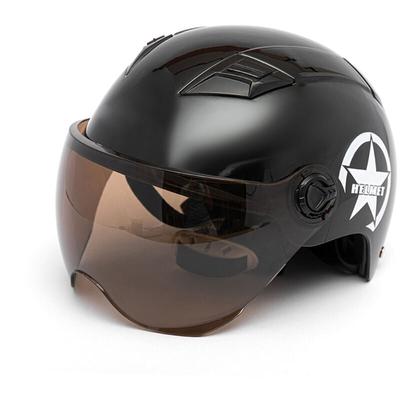 Halboffener Motorradhelm, verstellbare Größe, Kopfschutzausrüstung, Unisex, Schwarz Image