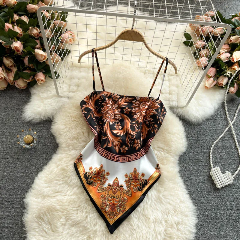 Frauen Sexy Backless asymmetrische spitze-up Camis Drucken Tank Top Chic einteiliges Korsett Bustier Sommer Strand urlaub crop Top