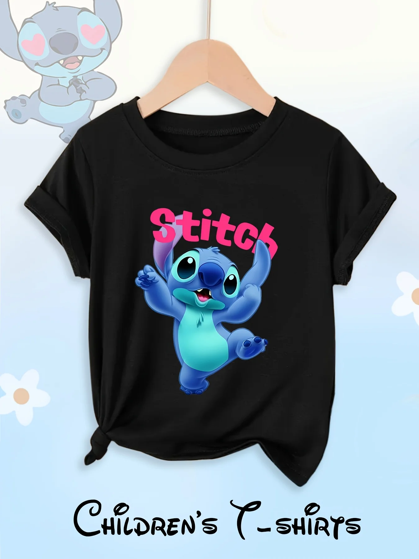 Disney Stitch Collaboration Kurzarm-T-Shirt für Kinder, Sommer-Cartoon-Star-Baby-Eltern-Kind-Outfits Image
