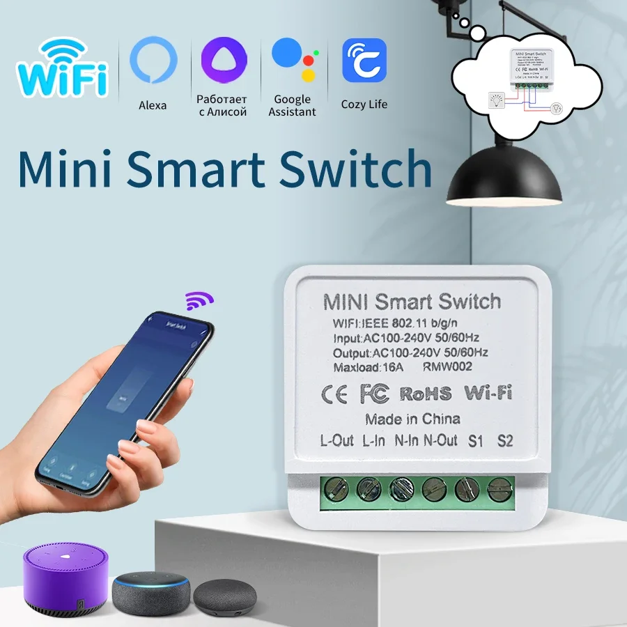 WiFi Smart Switch 16A/20A Relais Breaker Modul Timer APP & Sprachsteuerung für Alexa Google Home Yandex Alice Smart Home Automation Image