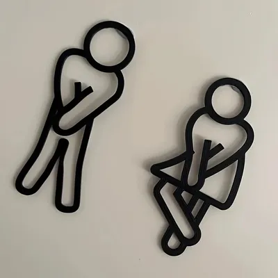 Lustige Badezimmer-Schilder für Männer und Frauen, kreativer 2D-Wandaufkleber mit flacher Toilettentür-Dekoration, Restaurant, Hotel, Café, Toilette, Beschilderung Image