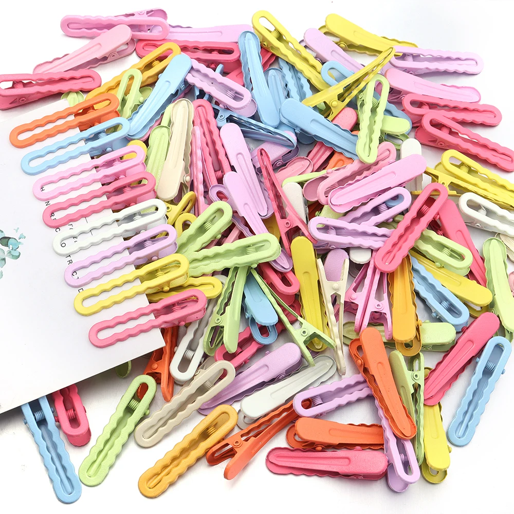 30 stücke 5 cm Candy Farbige Haar Clips Frauen Mädchen Metall Haarnadeln Hohl Pony Seite Clip für Make-Up Haar Styling hairgrip Großhandel Image