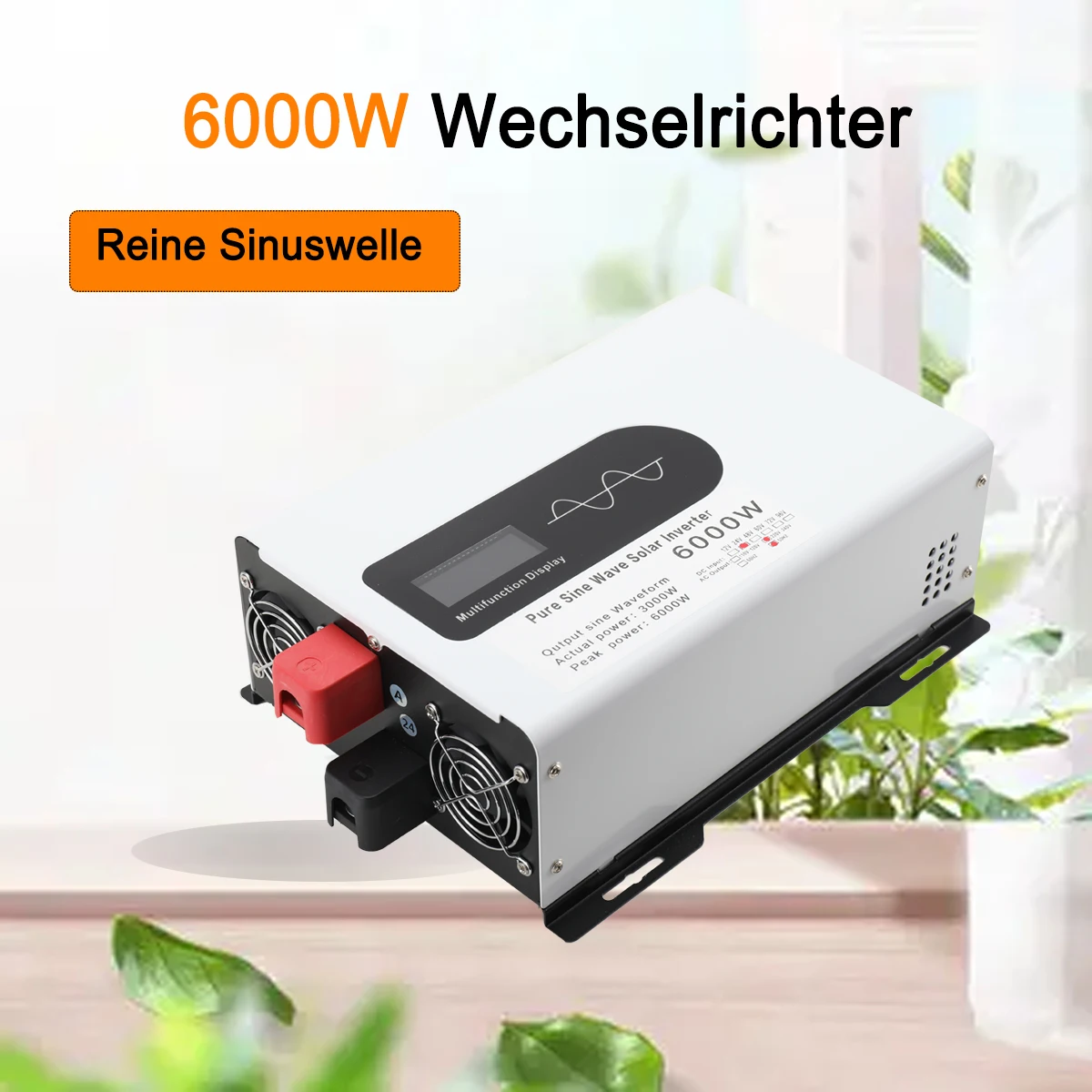 6000 W reiner Sinus-Wechselrichter, 24 V-Konverter, tragbares Ladegerät, Solar-Off-Grid-Stromversorgung, Auto-Wechselrichter, Wandmontage Image