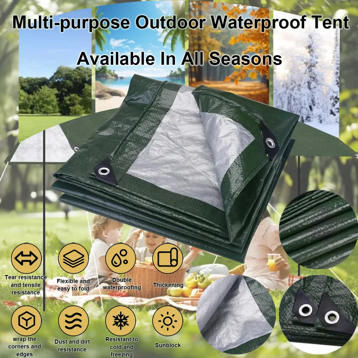 Mehrzweck Im Freien Wasserdichte Zelt Große Camping Schatten Plane Outdoor Garten Regen Abdeckung Auto Zelt Sonnenschutz Für Hinterhof Picknick Image