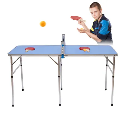 Ping-Pong-Tisch mit MDF und Aluminiumlegierung, hochbelastbar, komplettes Set mit Bällen und Schlägern Image