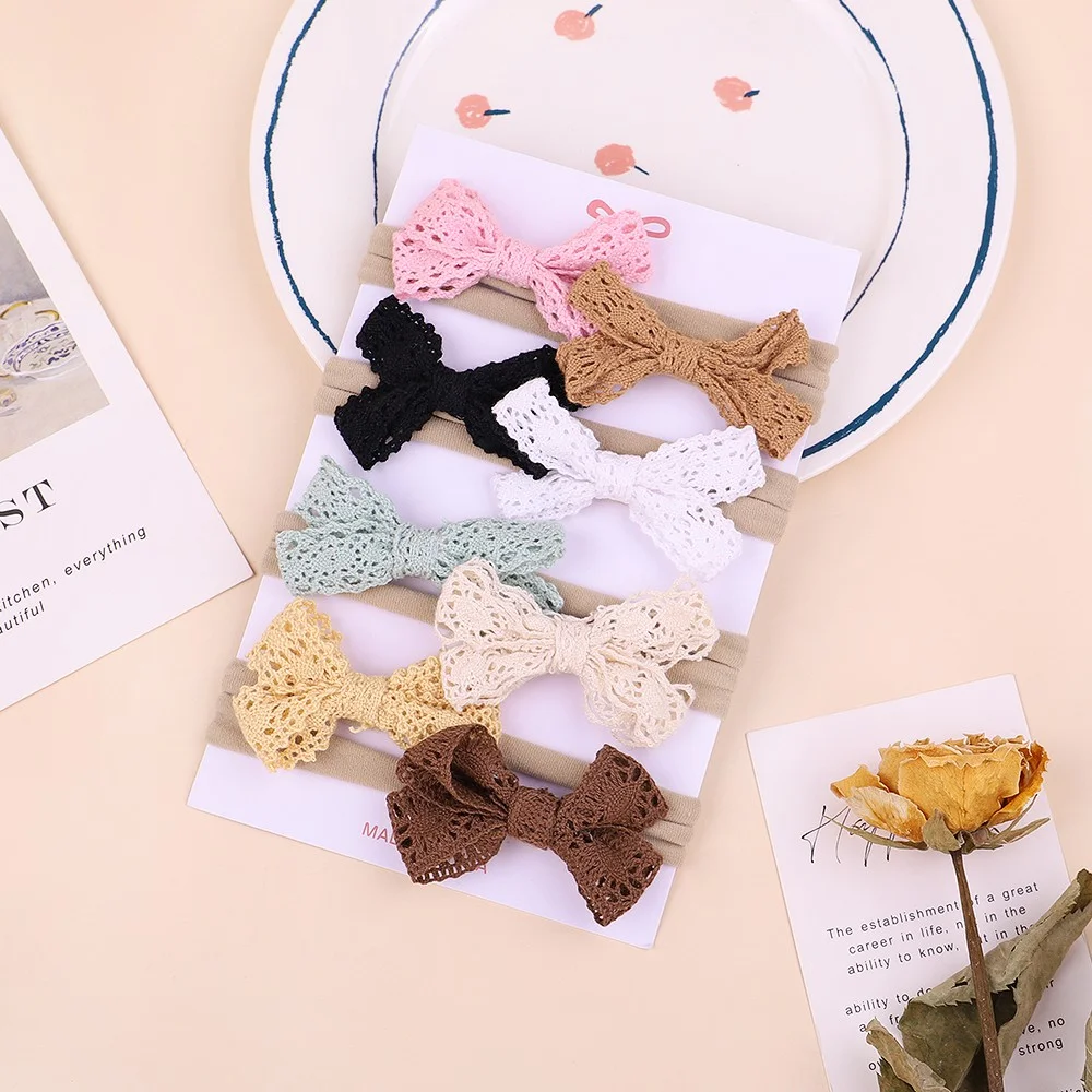 8 Teile/satz Neue Baby Stirnband Spitze Kleinkind Kleinkind Kinder Haar Zubehör Mädchen Neugeborenen Bogen Headwear Headwrap Geschenk Image