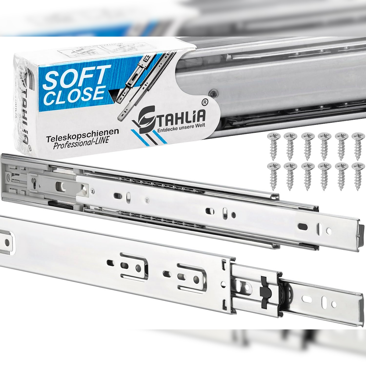 ID Dinkel Schubladenschienen 20 STÜCK VOLLAUSZUG mit Selbsteinzug 800mm Softclose Rollenauszug Image