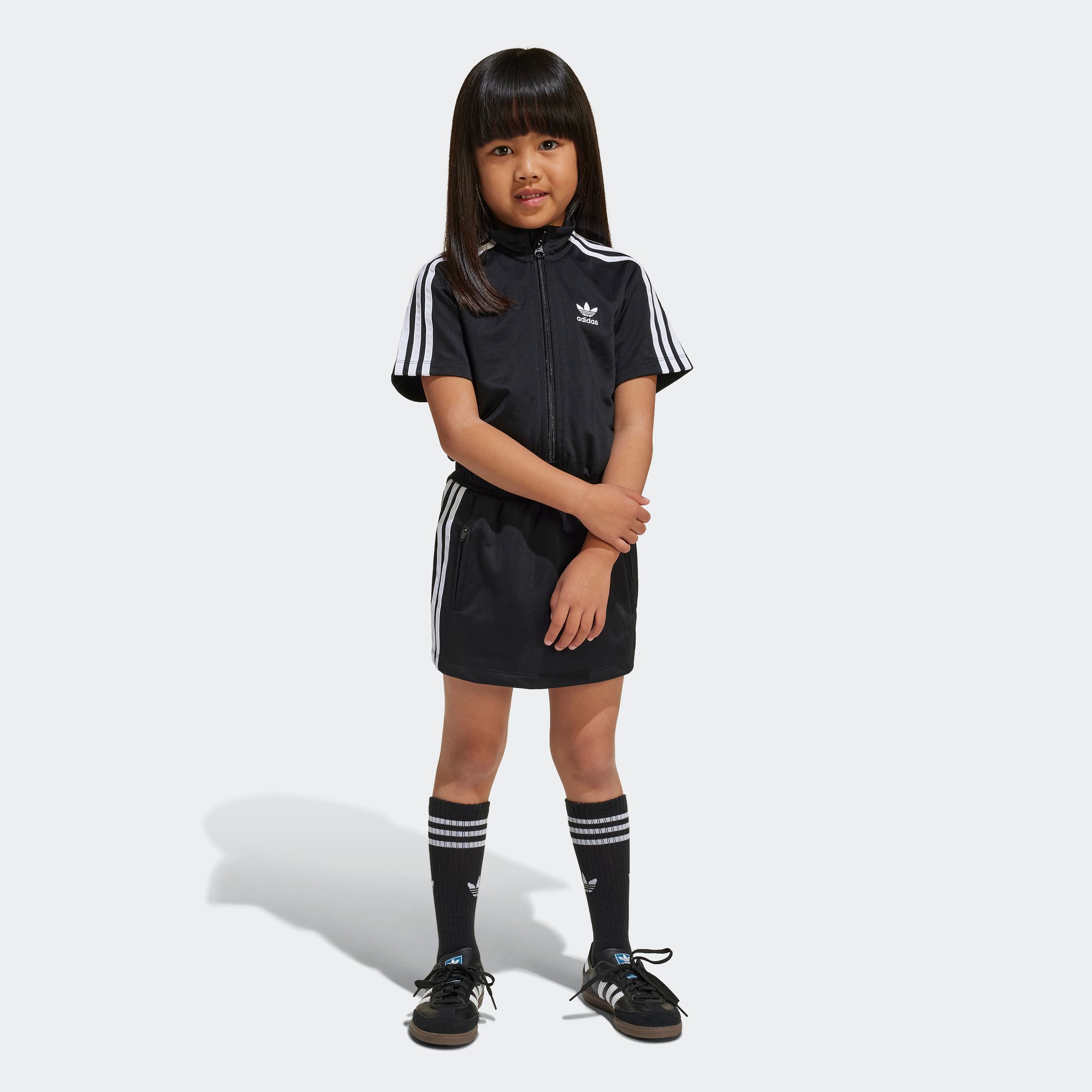 Shirtkleid ADIDAS ORIGINALS "FIREBIRD DRESS", Mädchen, Gr. 128, N-Gr, schwarz, Obermaterial: 100% Polyester, Kleider Image