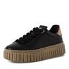 Plateausneaker TAMARIS, Damen, Gr. 41, schwarz (schwarz kombiniert), Leder, unifarben mit Farbeinsatz, sportlich, Schuhe, Freizeitschuh, Halbschuh, Schnürschuh mit Kontrastbesatz